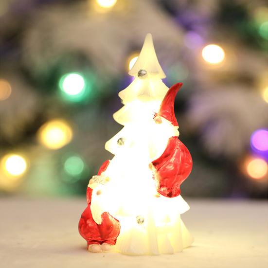 Christmas Tree Night Light Glowing Decorative Lamp Santa Climbing Christmas Tree Ornament Desktop Holiday Decor for Home Office