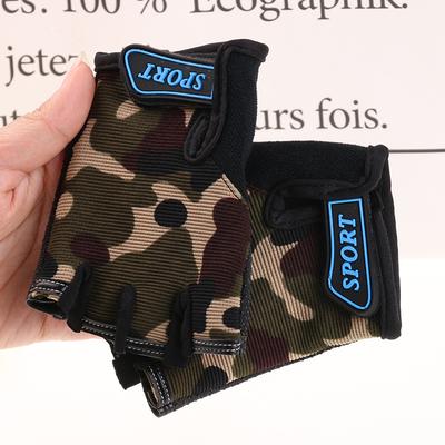Children's Half-finger Gloves Students Outdoor Cycling Breathable Fashion Gloves Roller Skating Mountain Bike Bicycle Leaked Gloves