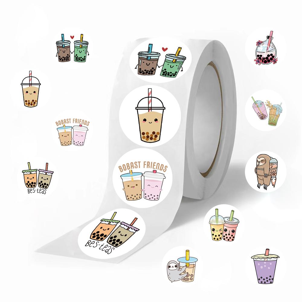 500Pcs Cartoon Pearl Milk Tea Stickers For School Students Children Reward Encouragement Sticker Scrapbooking Decoration