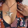 Bohemian Style Statement Big Star Pendant Necklace For Women Girls Retro Exaggerated Starfish Pendant Necklace Accessories Gifts