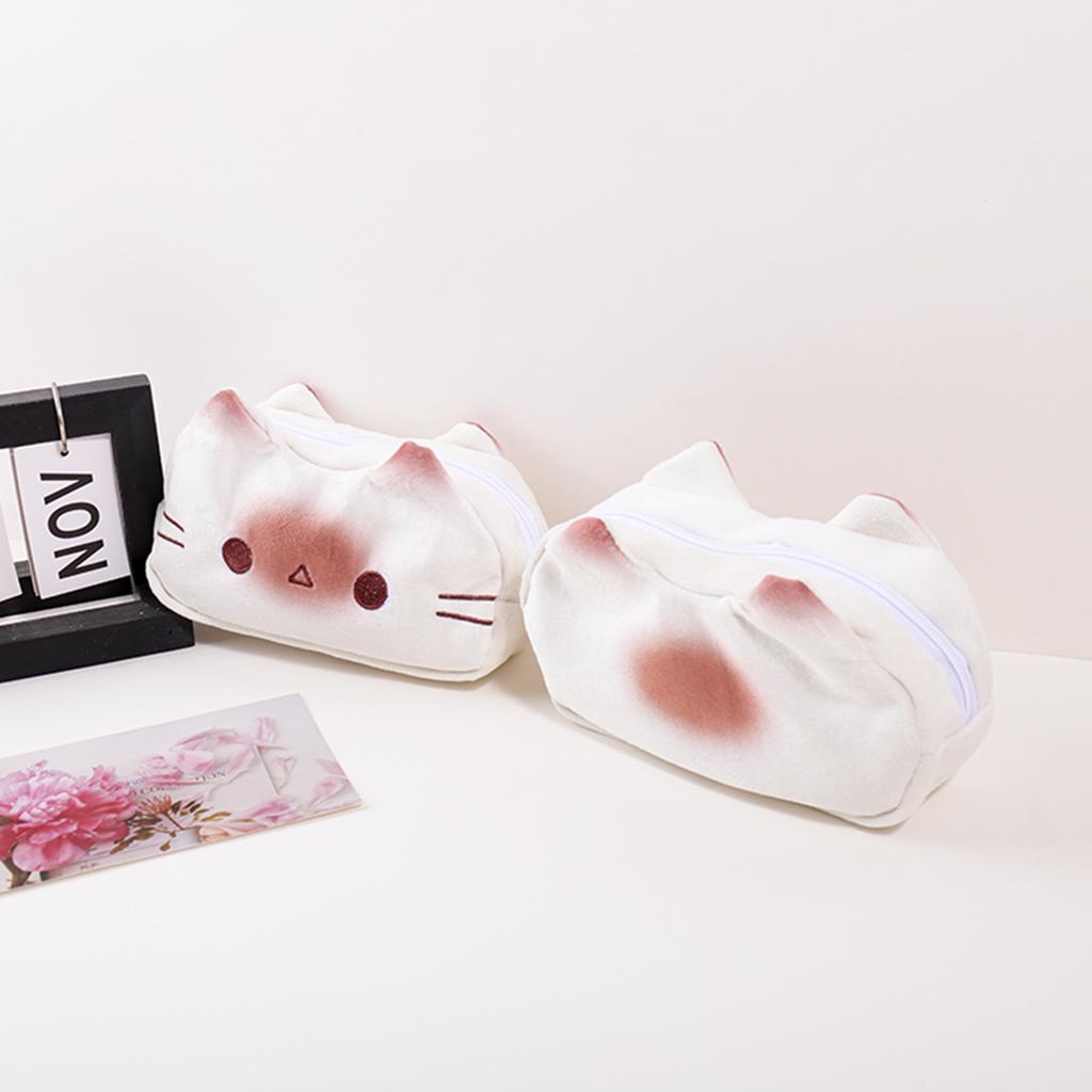 Cute cat pencil case, creative and quirky stationery bag, portable storage bag, student desktop stationery storage bag