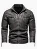 Men's Retro PU Leather Motorcycle Jacket with Pockets