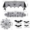 Forhomelife 39-Piece Halloween Tablecloth Decoration Set, Black Table Runner, Spider Web Lace, Large Halloween Bat Stickers, 36 Stickers, Party Suppli