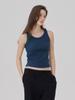Weibeuyunion Binding Rib Sleeveless Top Dark Blue