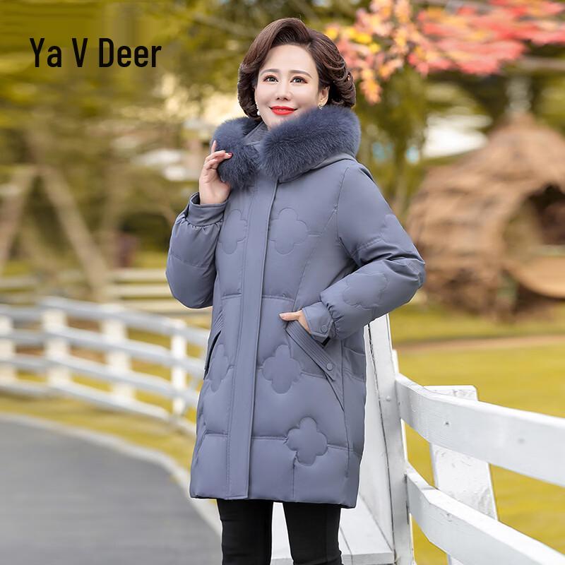

Yalu Women s Mid-Length Down Jacket with Fox Fur Collar 3XL