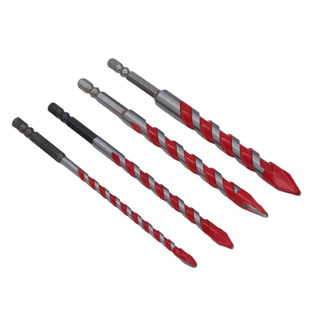 4Pcs Eccentric Twist Drill Bit Set 150mm 6.35mm Hex Shank Drill Bit Set for Concrete Masonry Glass