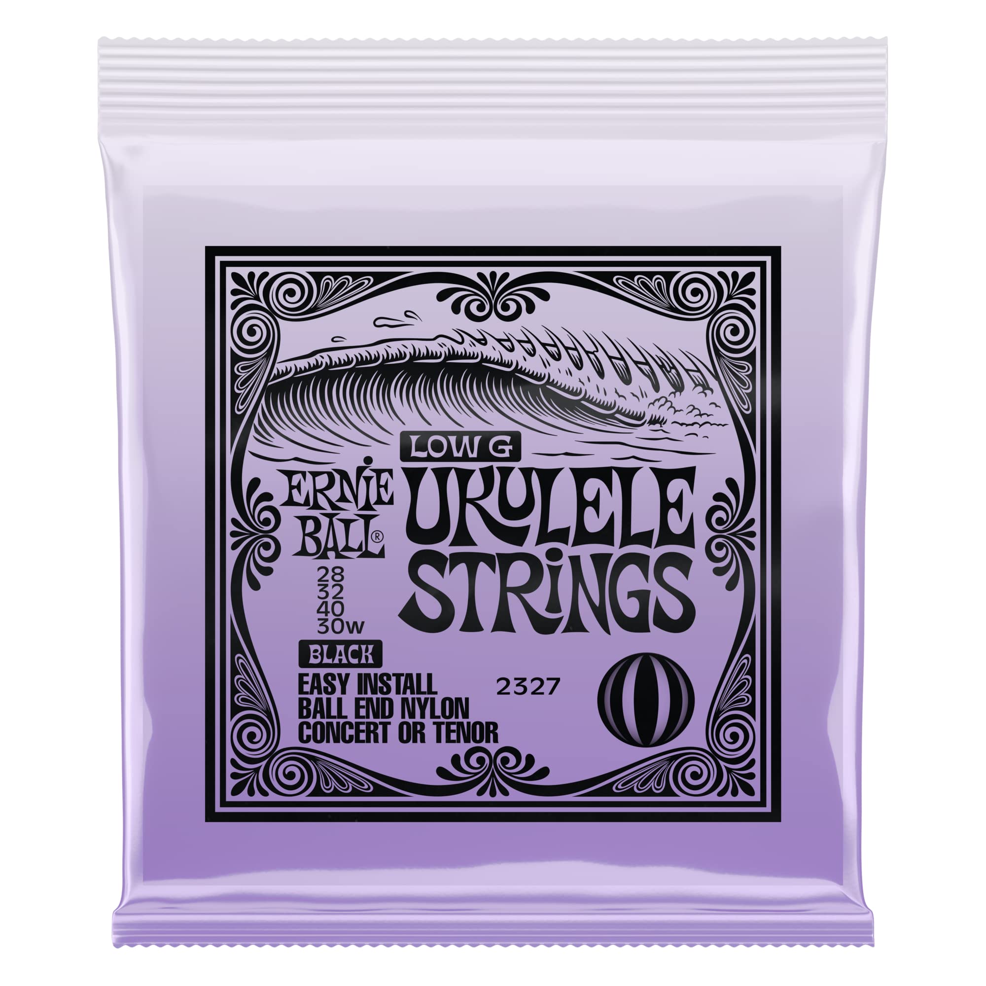 

[Authentic] Ernie Ball 2327 Ukulele Strings, Nylon Ball End, Black with Wound, G