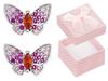 Silver Butterfly Earrings with Zirconia for Women Pink Rhodium-Plated Butterflies Silver