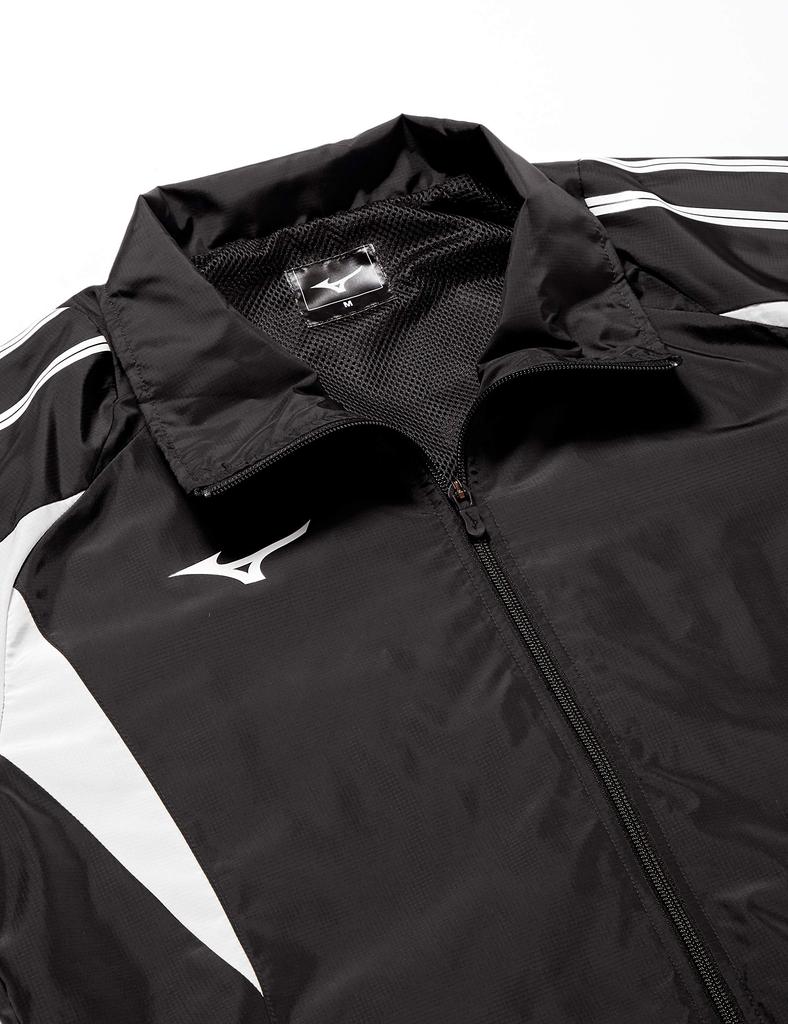 Mizuno Training Wear Windbreaker Shirt Jacket Water Repellent Sweat Absorbent Quick Drying Unisex 32JE8015 XL Black/White
