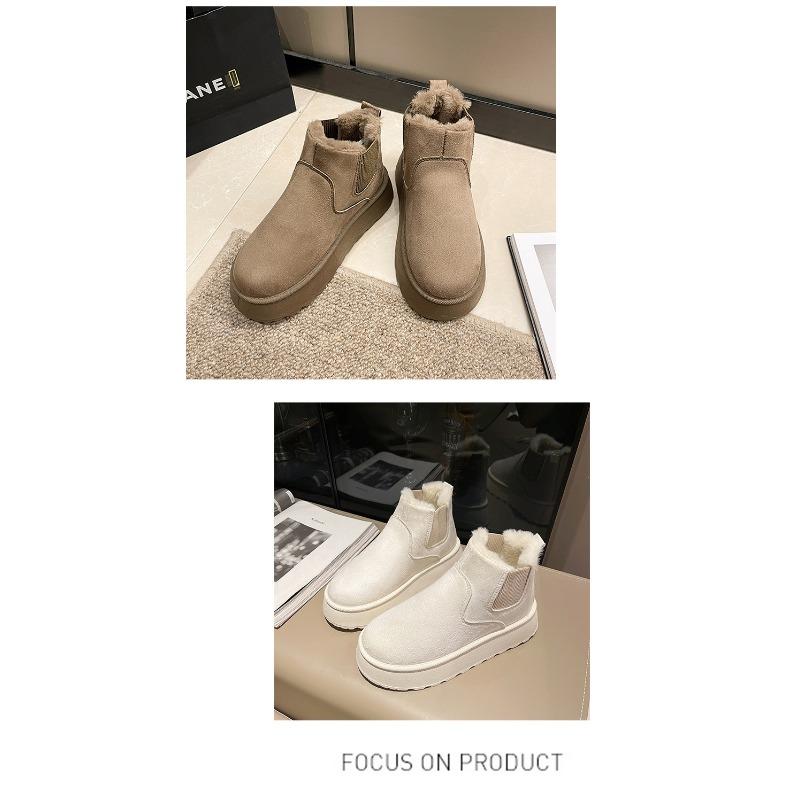 Women's Autumn and Winter New European and American Solid Color Large Size Cotton Shoes Sleeve Non-slip Warm-keeping Casual Pedal Snow Boots