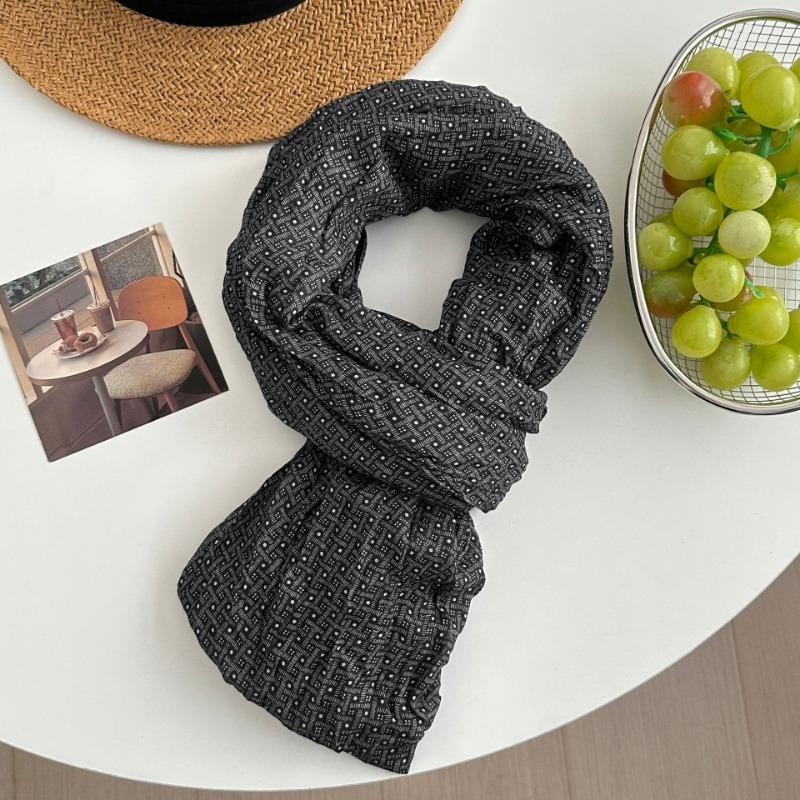 Scarf Atmosphere New Fashion Versatile Multi-functional Pleated Silk Scarf Linen Cotton and Linen Scarf Shawl Dual-purpose