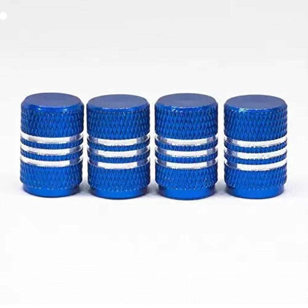 4 Stück Autoreifen-Ventilkappen, Rändel-Stil, Reifenventilkappe, Aluminium-Reifen-Radschaft, Luftventilkappe, Auto-Universalzubehör