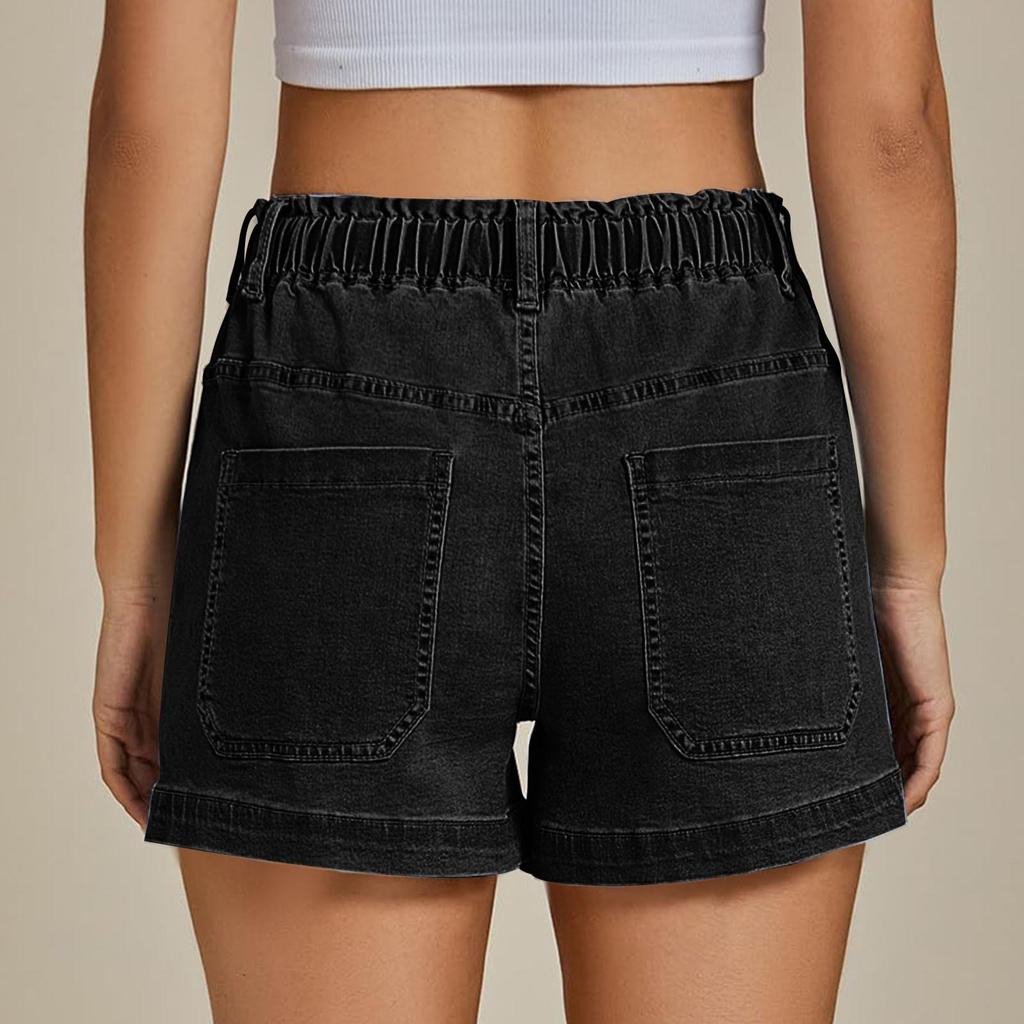 Elastic Waist Drawstring Women's Denim Shorts - Trendy European and American Style