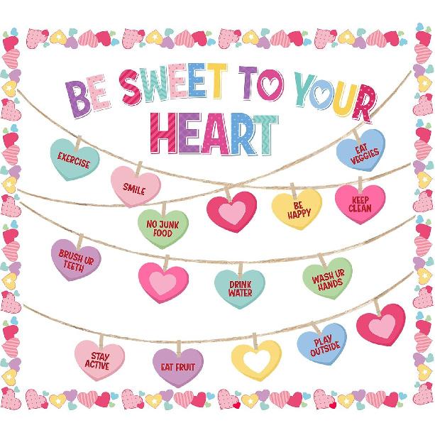 Containlol Winter Snowman Bulletin Board Set Winter Wonderland Classroom Decorations Colorful Mittens Snowflake with Border for Home Window School Heart