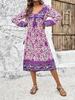 Diyun Women's 2024 Spring/Summer Casual Vacation Printed Long Sleeve Dress