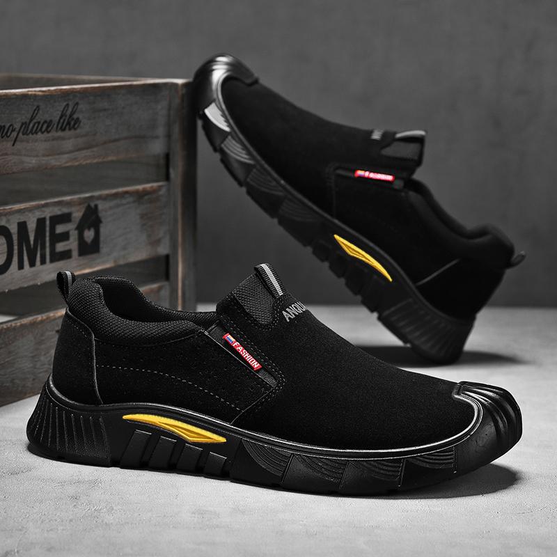 Retro Style Leather Mens Casual Shoes Lightweight Man Loafers Breathable Hiking Shoes Fashion Slip on Flats Male Driving Shoes