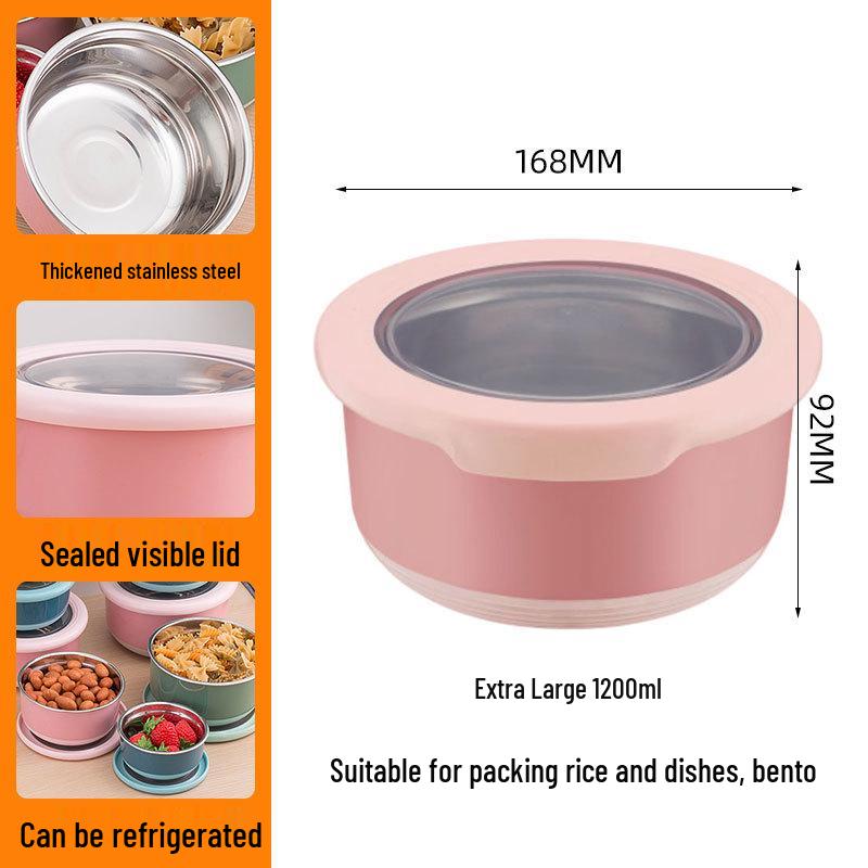 Stainless Steel Food-Grade Sealed Soup & Bento Bowl for Refrigerator