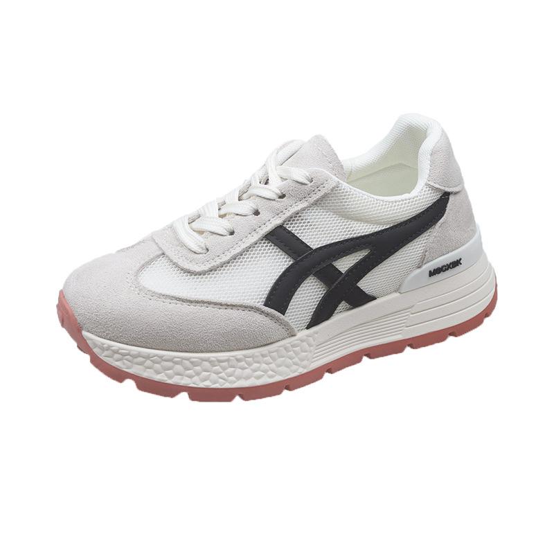 Thick-soled Muffin Mesh Lace-up Little White Shoes Women's Summer 2025 New Fashion Versatile Color Matching Casual Moral Training Shoes