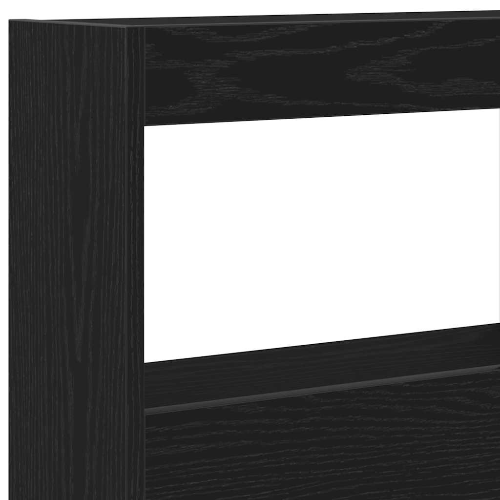LED Headboard with Shelves Black Oak Effect 140 x 17 x 102 cm