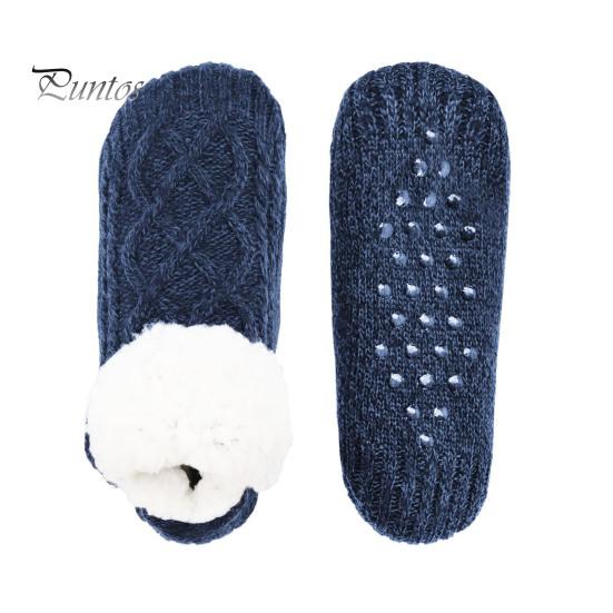 1 Pair Winter Floor Socks Thick Plush Knitted Heat Retention Anti-slip Silicone Sole V-Shaped Ribs Warm Daily Home Wear Bedroom Socks