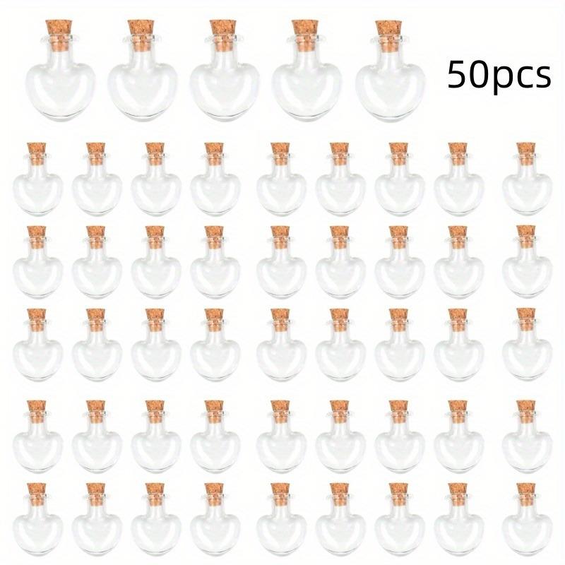 50/100 Stück Mini-Herz-Glasflaschen mit Stopfen 2 ml Oval Herzförmig Transparente Probenaufbewahrungsbehälter Heimdekoration