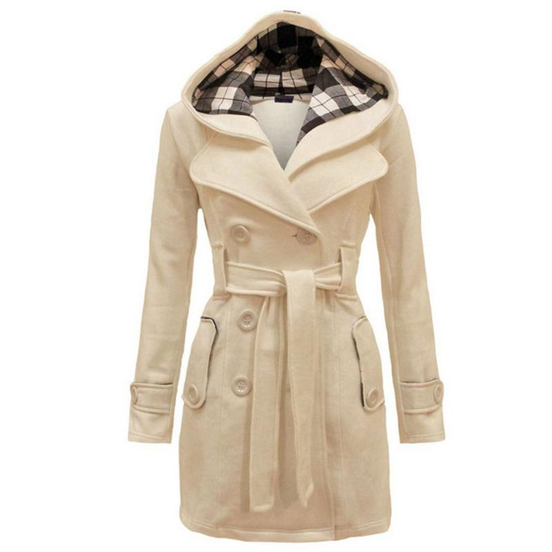 Fashion Woolen Coat Women Warm Fleece Jacket with Belts Double Breasted Solid Casual Jacket Winter Vintage Slim Ladies Coat