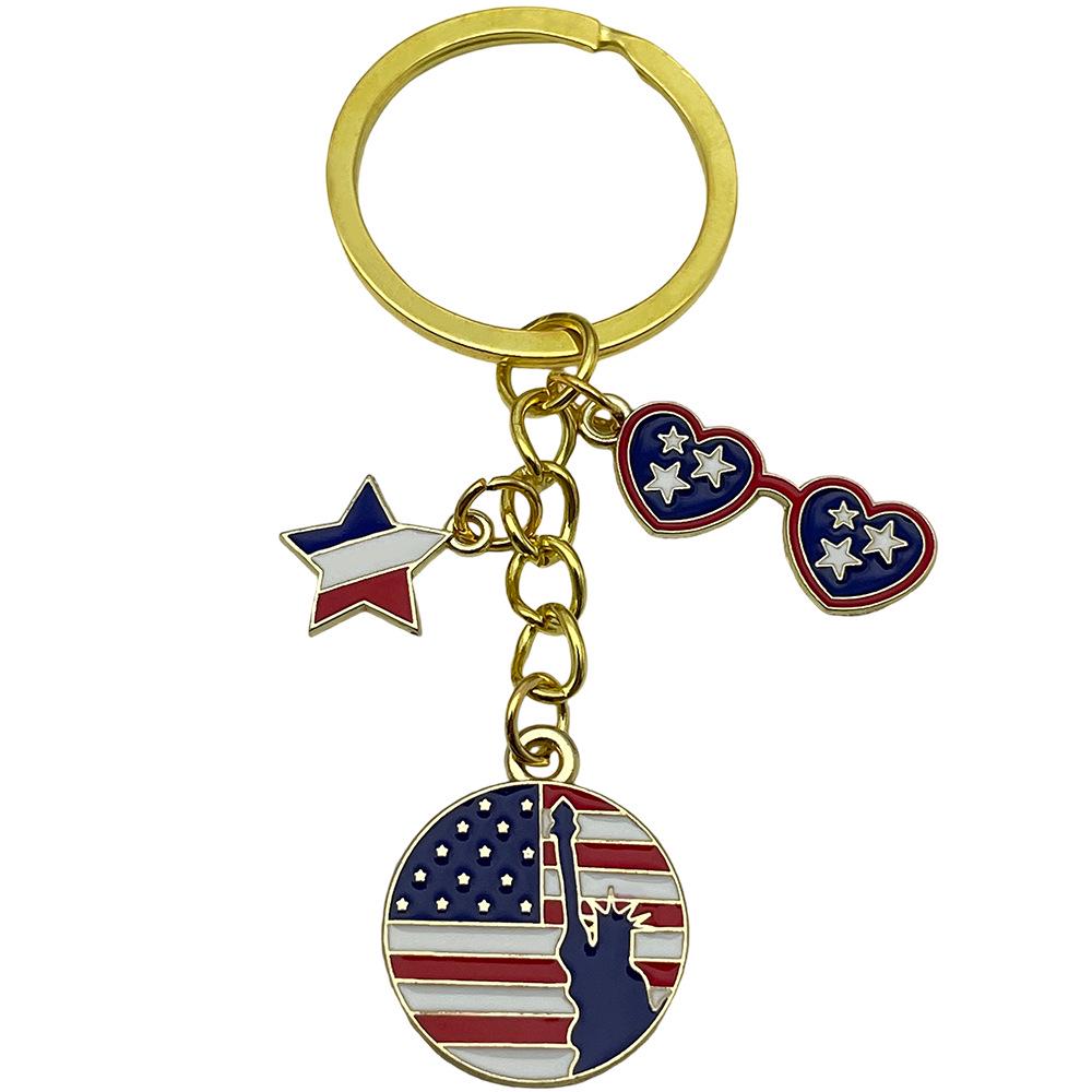 Independence Day Flag Heart & Star Earrings Keychain Pendant