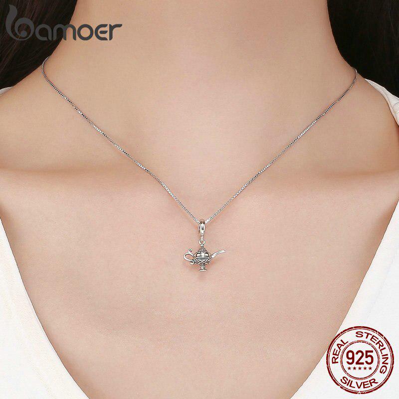 BAMOER 925 Sterling Silver Afternoon Tea Pot Coffee Cup Pendant Charm for Original Bracelet Jewelry