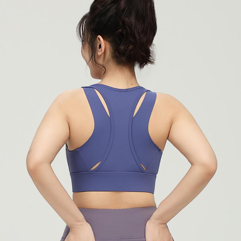 Front Zip Plus Size High-Impact Sports Bra with Stylish Back Design