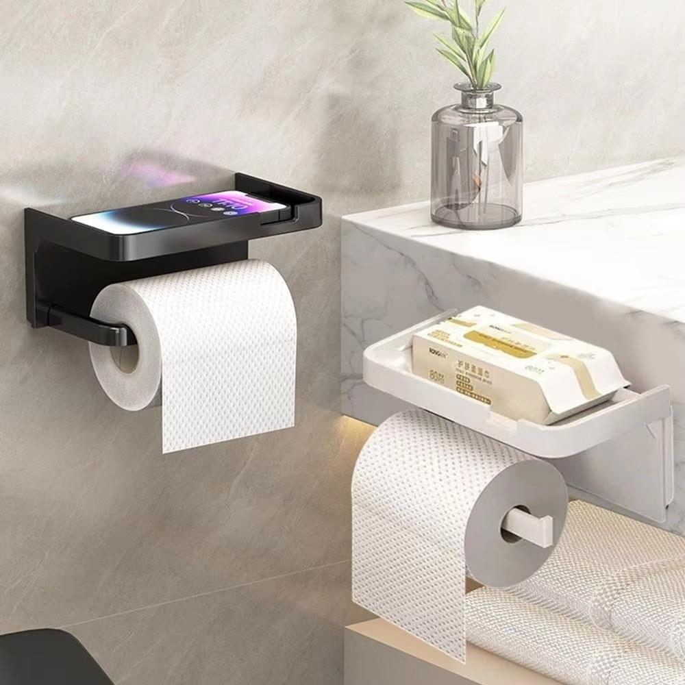 Plastic Toilet Paper Holder Wall Mounted Toilet Organizer Rack Bathroom Use