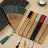 With Tassel Chinese Folding Fan Retro Antiquity Folding Fans Carved Bamboo Folding Fan  Ladies