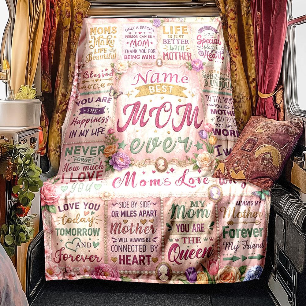Thank You Mom Appreciation Card Customize Your Name Blanket Soft Warm Cozy Versatile For Sofa Couch Office Bed Picnics Ideal For All Seasons Warmthful