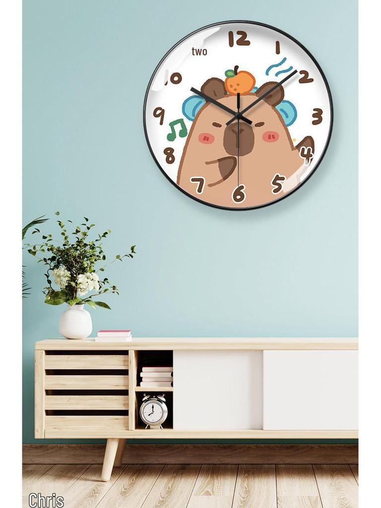 Capybara Cartoon Wall Clock: Cute, Creative, Automatic Time Adjustment for Living Room & Bedroom Decor