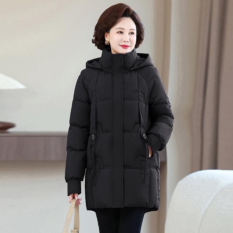 Medium and the Elderly Women's Large Size Winter Clothes New Thickened Cotton-padded Clothes Fashion Mother Medium and Long Warm Jacket Jacket