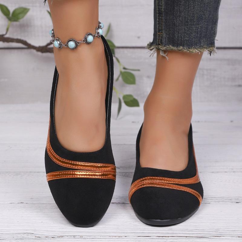 

Spring new soft sole pointed middle heel single shoes women s versatile Doudou shoes shallow mouth breathable gentle shoes 43 чёрный