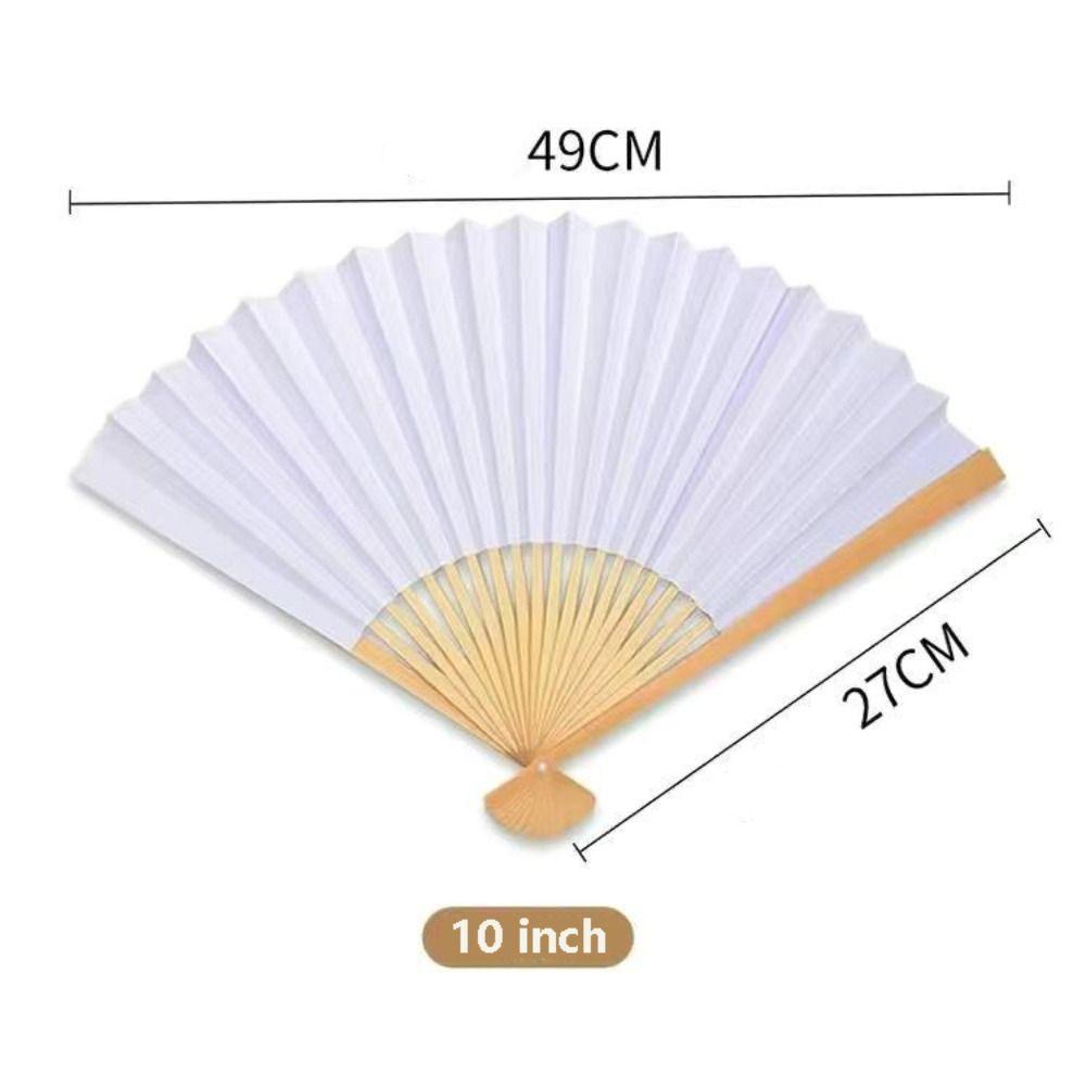 4Pcs 7/10/12 Inch Dance Folding Hand Fan Double Sided DIY White Blank Foldable Fan Classical Portable DIY Painting Fan