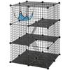 Indoor Cat Cage DIY Customizable 3-Tier Indoor Cat Enclosure with 3 Doors and Hammock 105 Cm Black