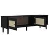 TV Stand SENJA Rattan Look Black 158x40x49cm Pine Wood
