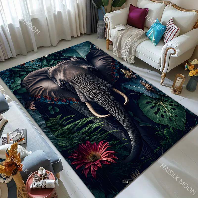

1PC Rainforest Elephant Carpet for Living Room Bedroom Bedside Floor Mat Sofa Table Area Rugs Home Decor Luxury Gifts 40x60cm