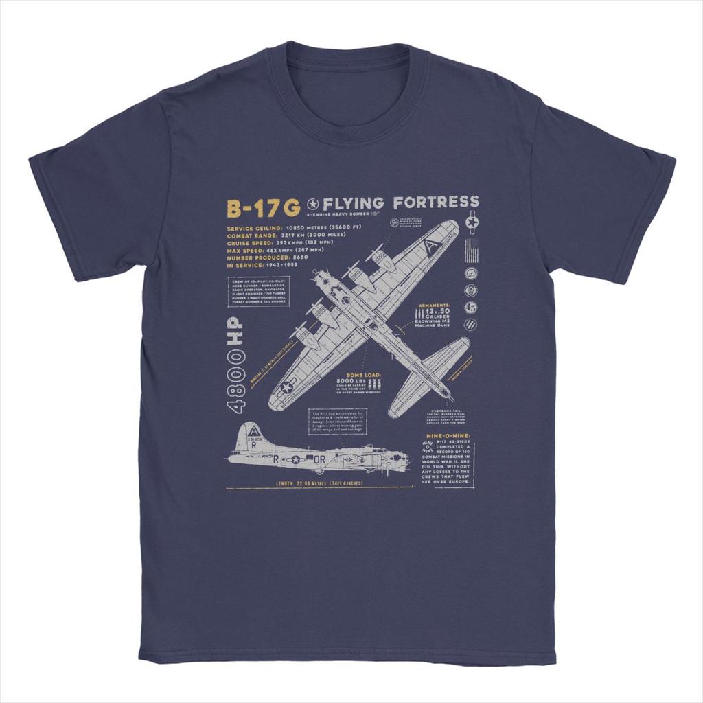 Herren T-Shirts B-17 Flying Fortress Humor Baumwoll-Tees Jagdflugzeug WW2 Kriegspilot Flugzeug Flugzeug T-Shirt Tops 4XL 5XL 6XL