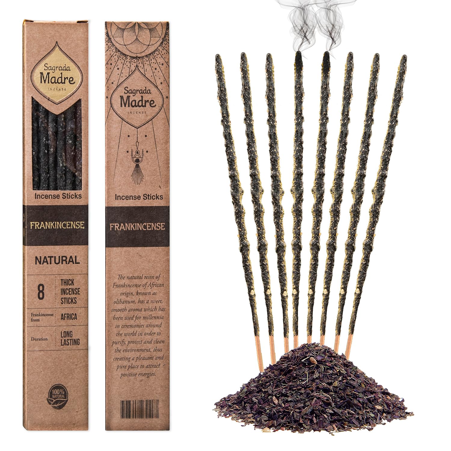 Sagrada Madre Palo Santo 8 INCENSE NATURAL Incense, sticks, (Frankinsence Natural) #23026 коричневый