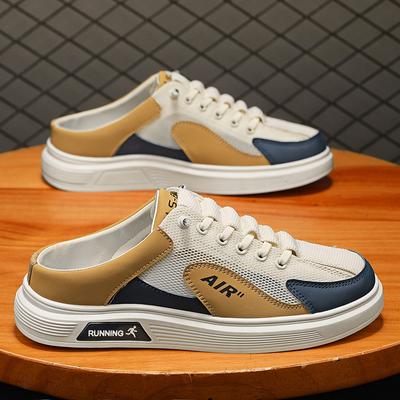 Mesh Open-back Casual Shoes Men Half Shoes For Men Mules Slip On Flats Board Shoes Summer Loafers Slipper Man Slides Sandals