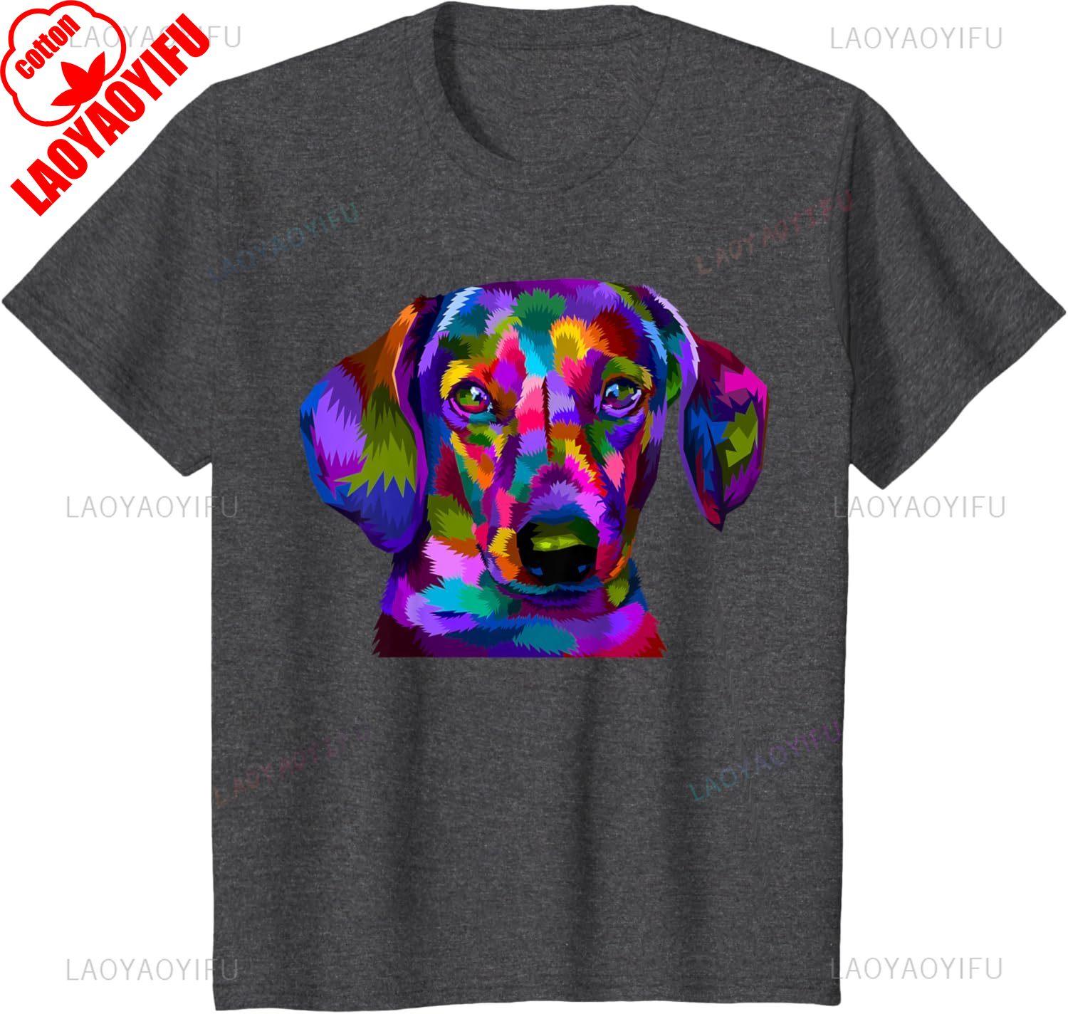 Dachshund Pop Art Portrait Colorful Art For Dog Owners Unisex Unisex TShirt Summer Cotton Printed TShirt Casual Streetwear Clothes S