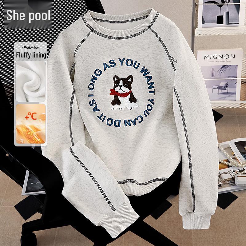 

Cute Women s Fleece-Lined Loose Fit Sweatshirt S