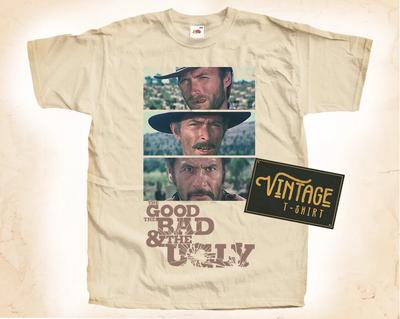 The Good the Bad and the Ugly T SHIRT Tee Movie Poster Vintage Natural S To 5XL
