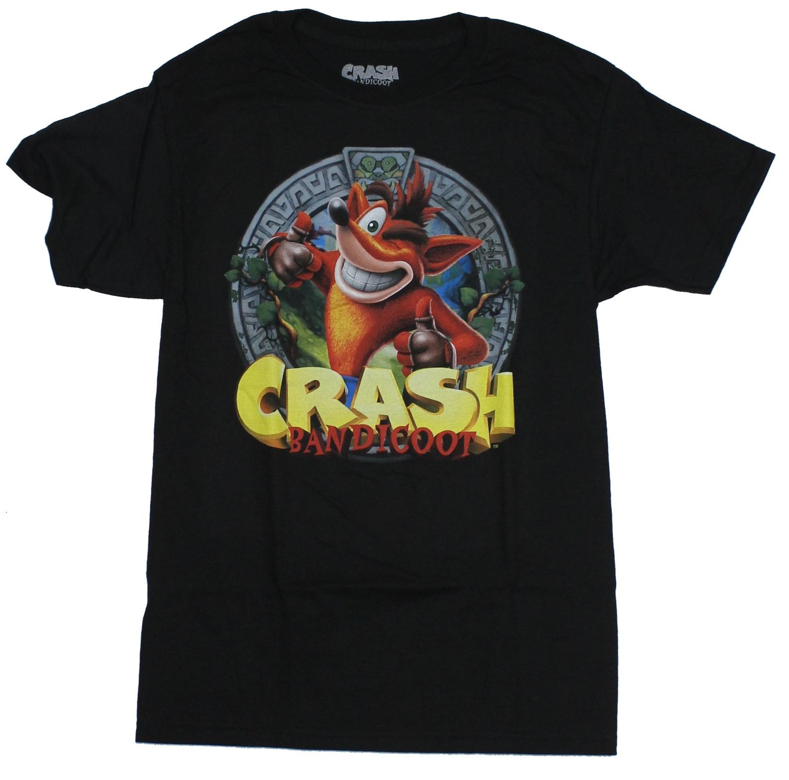 Crash Bandicoot Mens T-Shirt - Winking Crash In Stone Circle Image XL