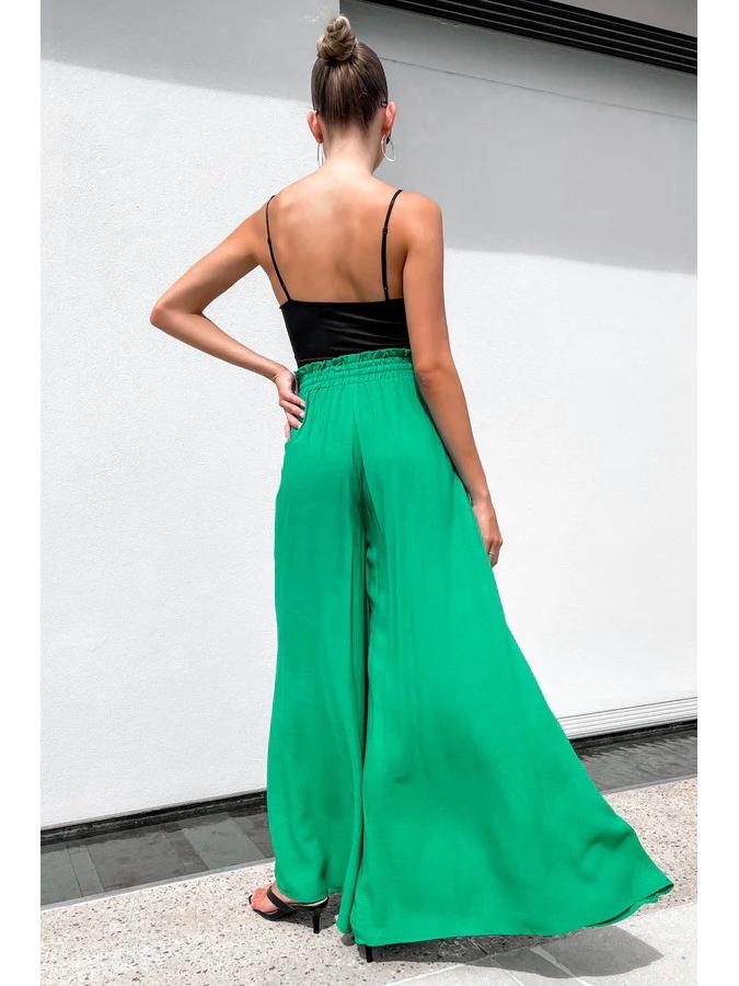 Women's Summer Fashion Elastic Waist Wide-Leg Pants - European & American Style