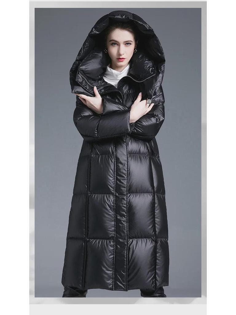 2024 Europäische und amerikanische Damen-Daunenjacke aus 90 % weißer Ente: Langer, warmer, lockerer und modischer Wintermantel