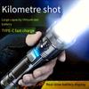 Telescopic zoom flashlight with built-in rechargeable handheld home safety lighting, durable structure, emergency preparation, essential for camping