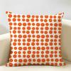 Orange Checkered Polka Dot Geometry Cushion Cover Natural Linen Organic Fabric Printing Breathable Perfect For Home Decor